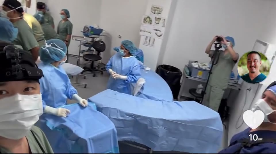 Surgical team in the operating room in Guatemala preparing for mandible reconstruction with a fibula graft