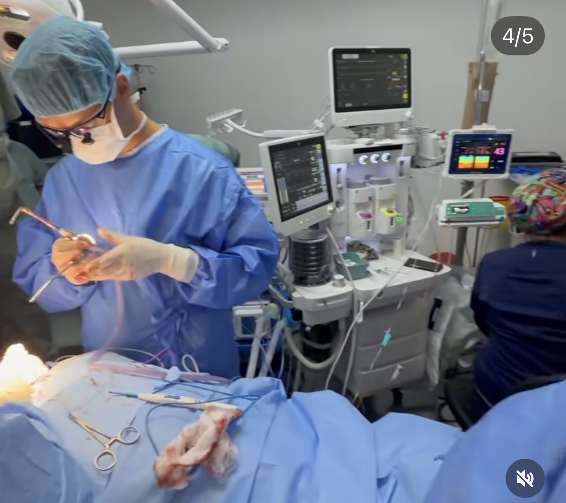 Operating room during the Guatemala mandible reconstruction, surgeon at the field
